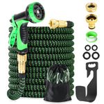 Expandable Garden Hose 15m 50ft, Flexible Hosepipe 10 Function Spray Nozzle, Water Hose with 3/4" 1/2" Tap Connectors, Lightweight Expanding Hose Pipe Magic Hose for Gardening Patio Car Washing