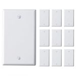 Faith Blank Wall Plate Cover, 1-Gang Standard Size Blank Outlet Cover, White, 10-Pack