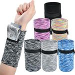 Worldity 6 Pieces Wrist Wallet Running Wallet Wristband Wrist Wallets for Women Men Wrist Pouch Zipper Wrist Wallet for Running Walking Hiking Jogging Travel