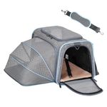 Petsfit Expandable Cat Carrier Dog Carriers,Airline Approved Soft-Sided Portable Pet Travel Washable Carrier for Kittens,Puppies,Removable Soft Plush mat and Pockets,Locking Safety Zippers