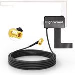 Eightwood Active DAB Antenna DAB+ Car Antenna SMB Adapter DAB Digital Car Radio Antenna Glass Holder with 3 m Extension Cable Compatible for DAB Radio Pioneer Clarion Kenwood Alpine Multi-Way