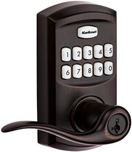 Kwikset 99170-002 SmartCode 917 Keypad Keyless Entry Traditional Residential Electronic Lever Deadbolt Alternative with Tustin Door Handle and SmartKey Security, Venetian Bronze