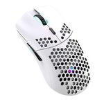 Lancoon Wireless Gaming Mouse, Hollow-carved Design Colorful Rechargeable Durable 2.4G 4 Adjustable 3200 DPI Levels 7 Buttons Lightweight Optical Sensor Competitive Chip for Gaming Work (White)