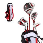 Distinctive Right Handed Junior Golf Club Set for Age 6 to 8 (Height 3'8" to 4'4") Set Includes: Driver (15"), Hybrid Wood (22*), 2 Irons, Putter, Bonus Stand Bag & 2 Headcovers