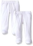 Monvecle Unisex Baby 2pcs Pack 100% Cotton Footie Long Pants White 0-3M