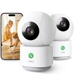 AOSU 2 Pack Indoor Camera with Motion Tracking, Security Camera Indoor Work with 5G/2.4G WiFi, Baby Monitor Supports 360° Pan-Tilt Scenes Preset, One-Touch Calling, Dome Camera Compatible with Alexa