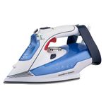 Hamilton Beach Pro Steam Iron, 3000W, SteamMax, Non-Stick Ceramic Soleplate, Dry or Steam Ironing, Spritz Function, Crease Removal, Vertical Steam, Easy Fill Tank, Self Cleaning - HB608WB, White/Blue