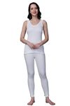 FF Ultra Soft Long Johns Thermal Innerwear Set, Winterwear Camisole and Lower Set for Women - (4XL) White