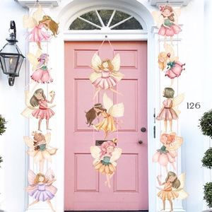 Fairy Party Door Signs Floral Fairies Party Cutout Banner Fairy Hanging Decorations Fairy Garden Birthday Party Banners for Flower Wonderland Baby Shower Supplies