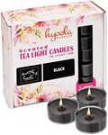 HYOOLA Scented Tealight Candles - Clear Cup - Black Tealight Candles Scented - 6 Hour Burn Time - 15 Pack - European Made