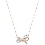 Swarovski Women's Lifelong Bow Necklace, Finely Cut Stones in White with a Rose-Gold Tone Plated Chain, from the Swarovski Lifelong Bow Collection