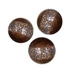 Schonwerk Walnut Decorative Orbs for Bowls and Vases (Set of 3) Resin Sphere Balls | Dining/ Coffee Table Centerpiece | Great Gift Idea (Crackled Mosaic)