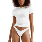 Mesaro White T Shirt Women Basic Top for Women Slim Fit Tshirt Y2K Crop Tops Solid Color Club Party Streetwear S