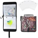 PFILERSO Fishing Tackle Binder Lure Biat Organized Storage Bag for Soft Worms Rigs Jigs and Lines Fishing Tackle Wallet Case with 15+5pcs Transparent Thickened Ziplock Bag (Tree Camouflage)