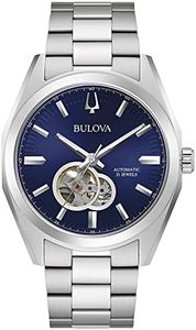 Bulova Mens Surveyor Japanese Automatic Watch 42mm Silver-Tone Stainless Steel Case and Bracelet with Blue Dial (96A275)
