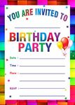 Askprints Birthday Metallic card Invitations with Envelopes - Kids Birthday Party Invitations for Boys or Girls (25 Count)