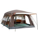 KTT Extra Large Tent 12 Person(Style-B),Family Cabin Tents,2 Rooms,Straight Wall,3 Doors and 3 Windows with Mesh,Waterproof,Double Layer,Big Tent for Outdoor,Picnic,Camping,Family,Friends Gathering.