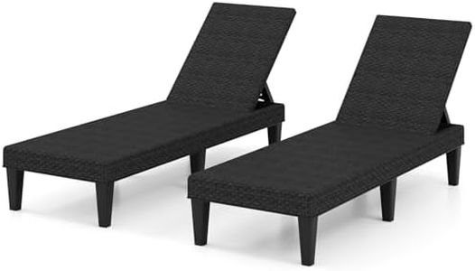 HAPPYGRILL Chaise Lounge Chair, Outdoor Rattan Recliner Lounger with 3-Position Backrest, Adjustable Sunbathing Tanning Chair, Patio Furniture for Garden Poolside Deck (2, Black)