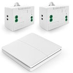 DieseRC Wireless Kinetic Light Switch Wall Panel RF Safety Switch and 10A Relay Receiver Controller with Fuse, No Wiring No Battery Self-generating Switch (2 Receivers with 1 Switch)
