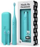 Made by Dentists PRO‑X Sonic Electric Toothbrush for Adults – 70‑Day Battery on One Charge, Dentist‑Designed Whitening Rechargeable Toothbrush, 3 Brush Heads & Travel Case, 3 Modes, Blue