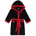 Liverpool FC Official Soccer Gift Mens Hooded Fleece Dressing Gown Robe, Black, Small