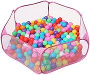 Jacone Portable Cute Hexagon Children Ball Pit, Indoor and Outdoor Easy Folding Ball Play Pool Kids Toy Play Tent with Carry Tote, Balls Not Included (Pink)
