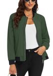 MAGCOMSEN Womens Casual Lightweight Jackets Spring Bomber Jackets Coat Full Zip Jacket Outerwear Army Green S