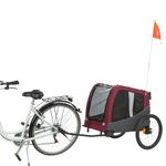 TRIXIE Dog Bike Trailer – safe pet transport – foldable – grey and red – Size L: 75 × 86 × 80/145 cm