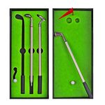 Golf Pen Set Mini Desktop Golf Ball Pen Gift Set Putting Green Flag Colors Metal Golf Club Gel Pens Balls