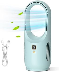 ADVWIN USB Desk Fan, Portabl Bladeless Fan Rechargeable Stand Fan for Home, Office, Bedroom, Living Room, Dorm Blue