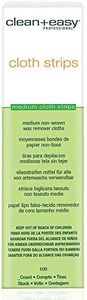 Clean + Easy Medium Cloth Strips for Hair Removal, Wax Strips For Legs & Bikini Waxing, Mess-free and Ready-to-Use, For Salon and At-Home Treatment, for all Skin Types, Pre-cut 1 1/4" x 5" | 100 pcs.