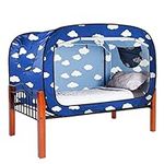 Pop Up Privacy Tent for Indoor Use Bed Canopy for Sleeping Bed Tent Double Door with Mosquito Mesh Window-Twin/Cloud