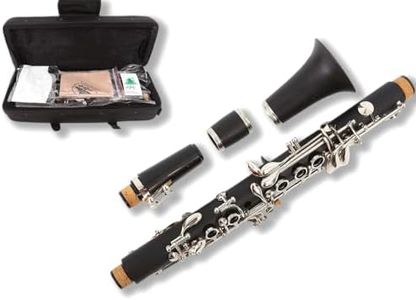 Yinfente Professional Clarinet Ebonite Wood Eb Flat Clarinet 2 Barrels With Case Cloth Reed Accessories (Ekeyclarinet)