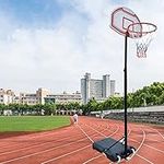 Basketball Hoop Free Standing Basketball Hoop Set with Wheels, Fillable Base Basketball Goal for Games Fence Teenagers, In-Ground Training Equipment