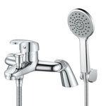 Coleniny Bath Tap with Shower Head and 1.5M Hose, Modern Bath Shower Mixer Tap, Single Lever Bath Mixer Tap Shower Kit for Bathtub and Shower, Bath Filler Mixer Tap Chrome, Solid Brass, 180mm Centres