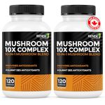 RENEW ACTIVES Mushroom Complex 2 Capsules per Serving – 10 Mushroom Blend with Antioxidants for Immune Health & Wellness – Supports Overall Vitality & Long-Term Wellness –Made in Canada - 120 Capsules (2pk)