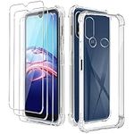 KZIOACSH Clear Case for Motorola Moto E 2020, Flexible Ultra Slim TPU Anti-Scratch Crystal Clear Bumper Cover Lightweight Shock-Absorbing Corners Phone Case with 3 Tempered Glass Screen Protector