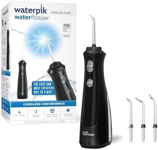 Waterpik Cordless Pearl Water Flosser Rechargeable Portable Water Flosser for Teeth, Gums, Braces Care and Travel with 4 Flossing Tips, ADA Accepted, WF-13 Black