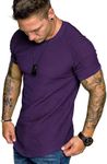 COOFANDY Men's Bodybuilding Workout Short Sleeve Tee Slim Fit T Shirt for Gym Dark Purple