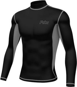 FDX Men's Super Thermal Compression Armour Base Layer Long Sleeve Cold Wear Top (Grey-L)