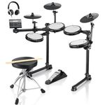 Donner DED-200 Lite Electronic Drum Kit for Beginners with Over 450 Sounds, USB MIDI, Silent Mesh Ear Pads, Thrones, Headphones, Sticks and 40 Lessons