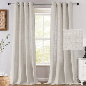 Smarcute Sheer Linen Curtains for Bedroom/Living Room Semi-Sheer Curtains 213cm Drop Eyelet Window Curtain & Drapes Light Filtering Provide Privacy(Sold Pair, Each Piece W132cm x D213cm，Pale Oak)