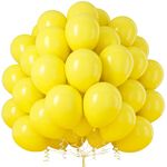 Yellow Balloons, 50 Pcs Balloon 12 Inch Matte Yellow Latex Balloons with Ribbon for Girls Sunshine Lemon Daisy Honeybee Popcorn Theme Birthday Party Wedding Baby Shower Carnival Events Decorations