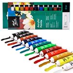 Mont Marte Acrylic Paint Set 12 Colours x 12ml Tubes, Lightfast Colors with Semi-Gloss Finish