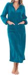 Alexander Del Rossa Long Zip Up Robes for Women, Plush Zipper Robes for Women Plus Size, Housecoats for Women Zipper Front, Turquoise, 3X