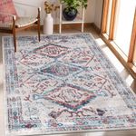 NETLINE HOME Area Rugs For Living Room, Bedroom, Kitchen, Dining Room | Oriental Design Carpet | Soft Medium Pile | Traditional Vintage Rug | Stain Resistant (White Blue, 120X180 CM)