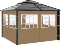 Gazebo Privacy Curtains 10' x 10' with PVC Windows, 4-Panels Side Wall with Zipper Universal Replacement for Patio, Outdoor Canopy, Garden and Backyard