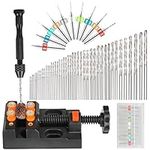 60 Pcs Hand Drill Bits Set, Precision Hand Pin Vise Rotary Tools with Micro Mini Twist Drill Bits for Wood, Jewelry, Plastic, Craft Projects and Model Building, DIY Drilling etc