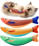 Potaroma Cat Toys Saury Fish, 3 Pack, Catnip Crinkle Sound, Soft and Durable, Interactive Kitten Kicker for Indoor Kitty Exercise 9.4 Inches for All Breeds