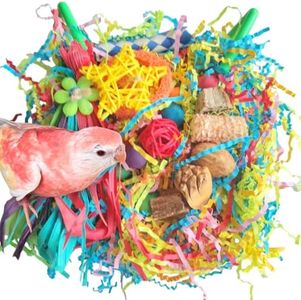 Tyotrbs Conure Toys, Bird Grass Mat,Bird Swings Parrot Climbing Hammock with Colorful Toys for Parakeet, Cockatiel, Sun Conure, Lovebird, Budgie, Small Birds